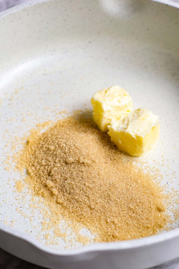 brown sugar and butter in a skillet.
