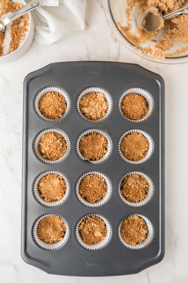 cinnamon sugar layer on top of muffin batter.