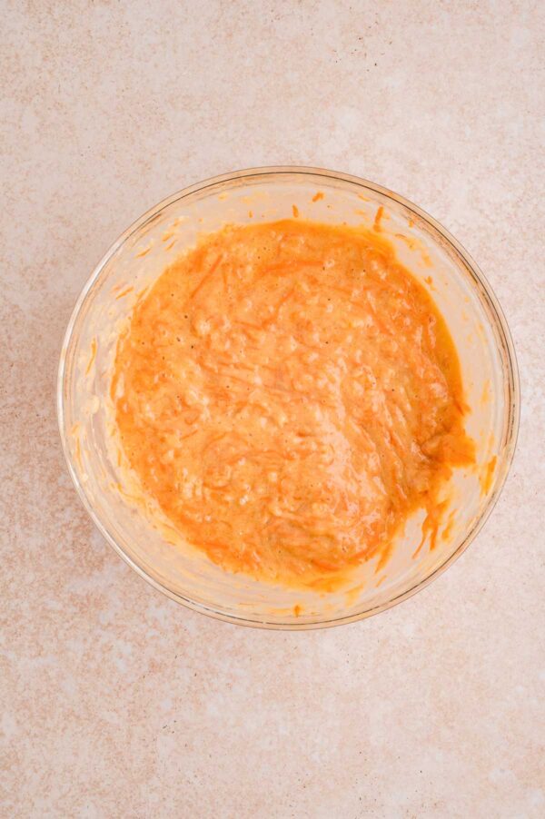 batter to make moist carrot muffins.