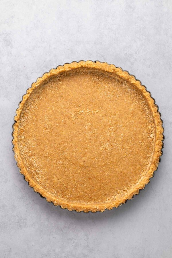 graham cracker crumbs pressed into a tart pan.