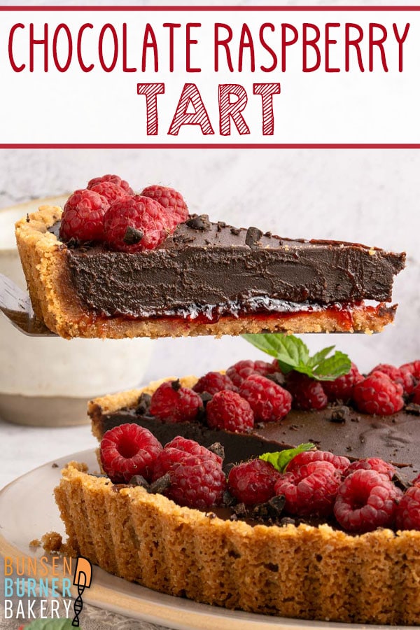 A crisp graham cracker crust, a layer of raspberry jam, and a smooth chocolate ganache. This Chocolate Raspberry Tart is easy to make and hard to stop at one slice!