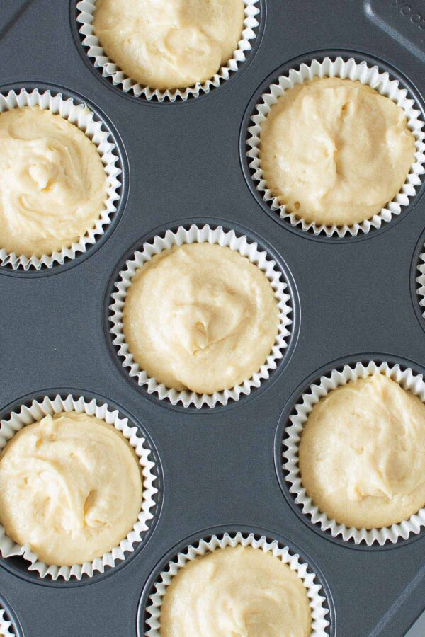 unbaked vanilla cupcakes.