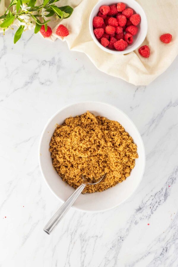 crushed graham cracker crumbs mixed with melted butter.