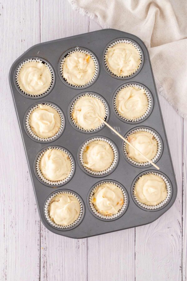 swirling cream cheese into cupcake batter.