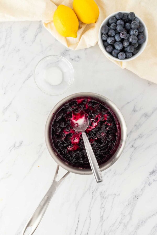 blueberries cooked down to a thick jam.