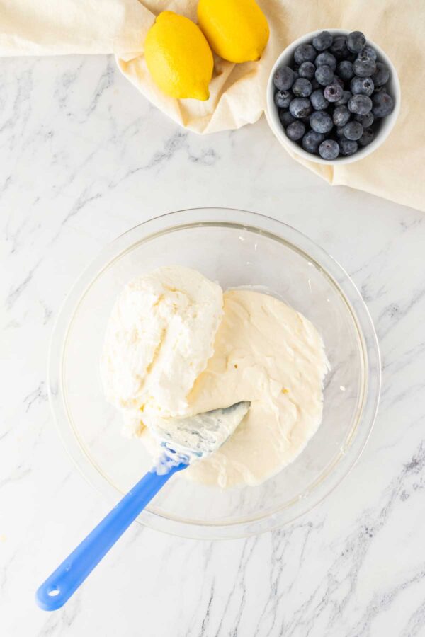 whipped cream cheese mixture for a no bake cheesecake.