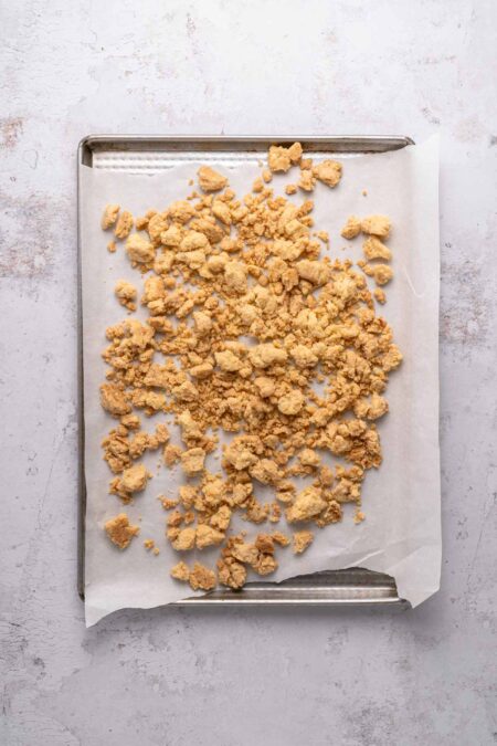 golden brown baked shortbread crumble.