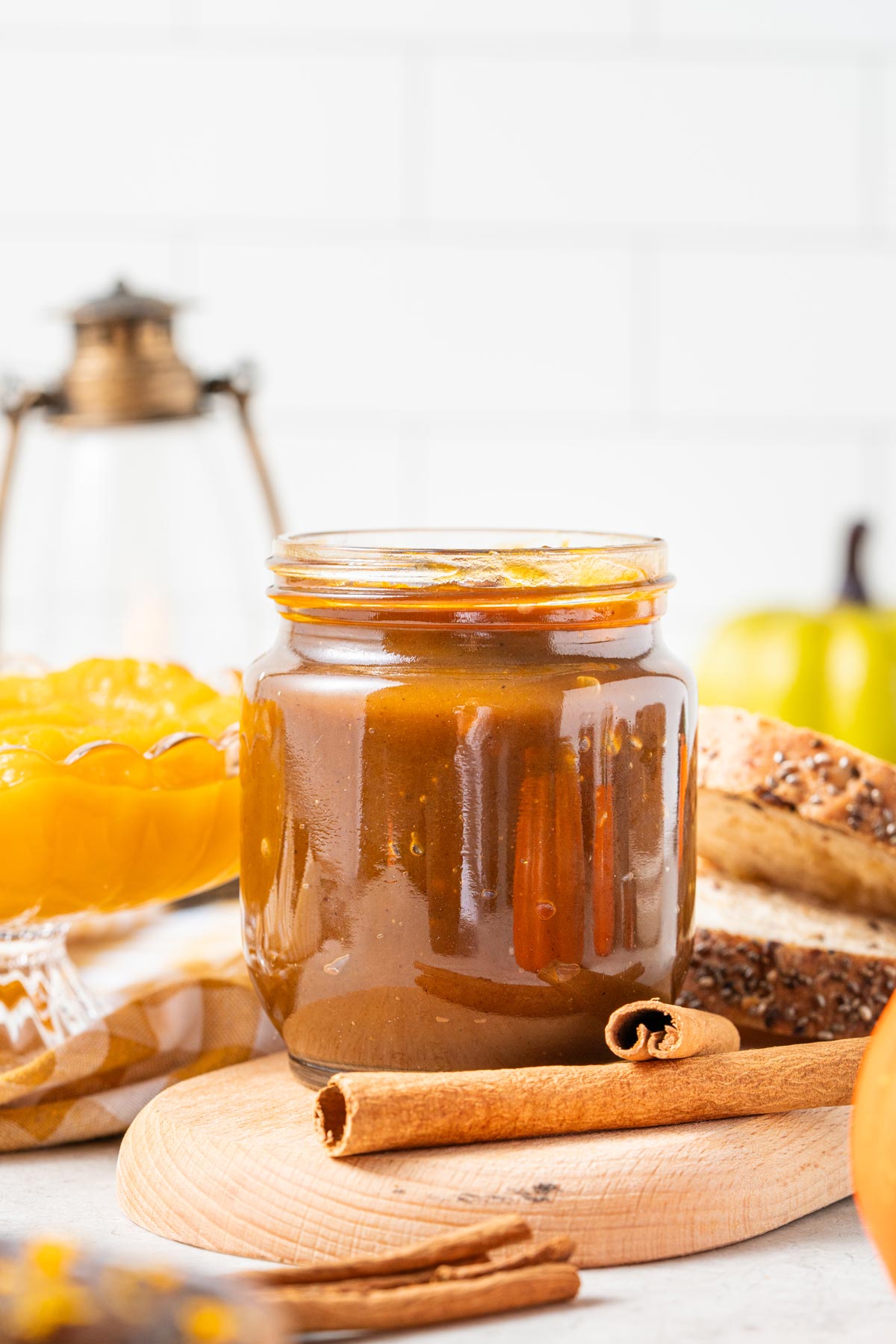jar of homemade pumpkin butter.