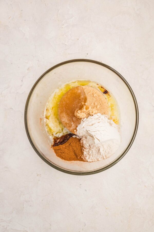 ingredients to make streusel in a bowl.